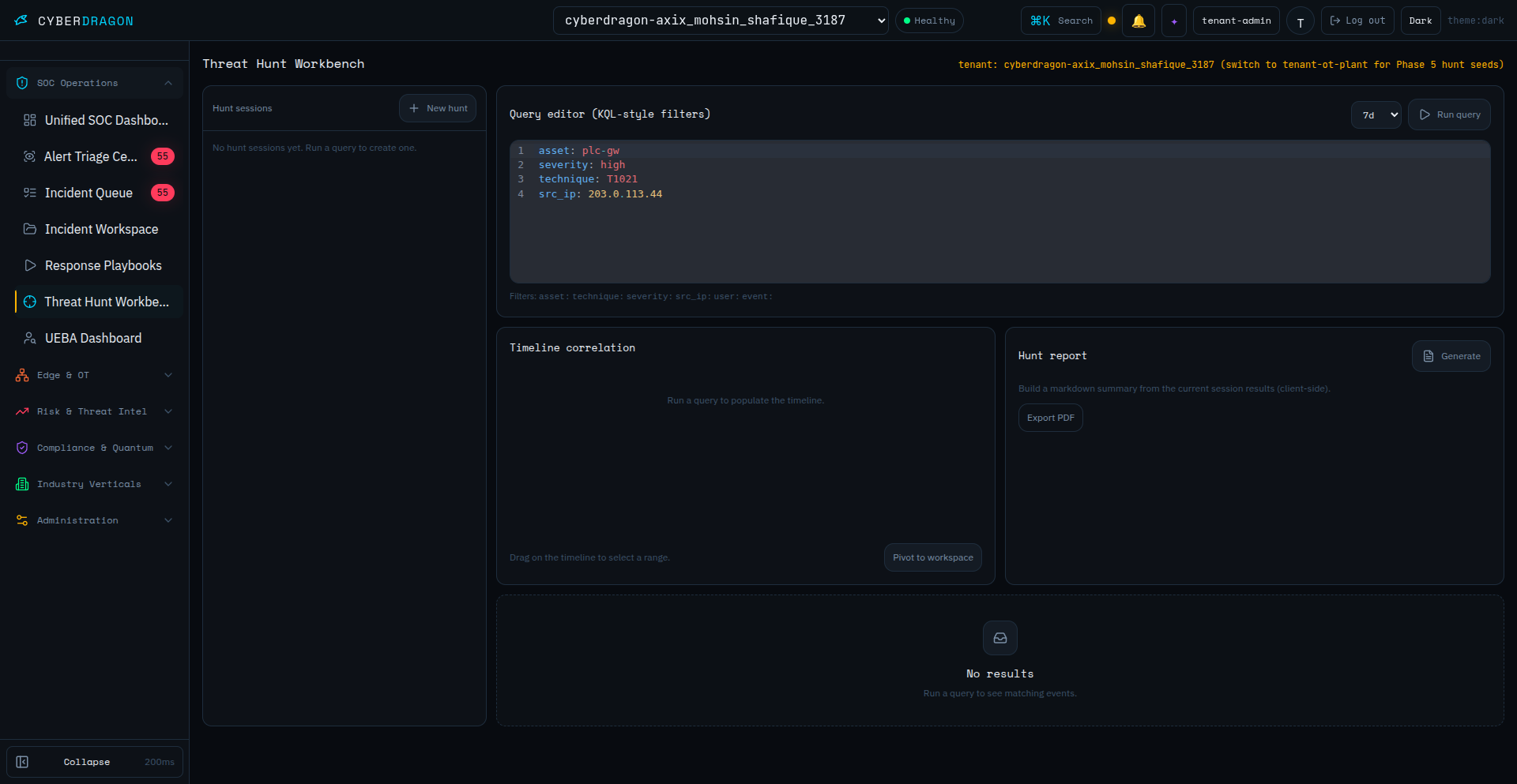 CyberDragon Threat Hunt Workbench